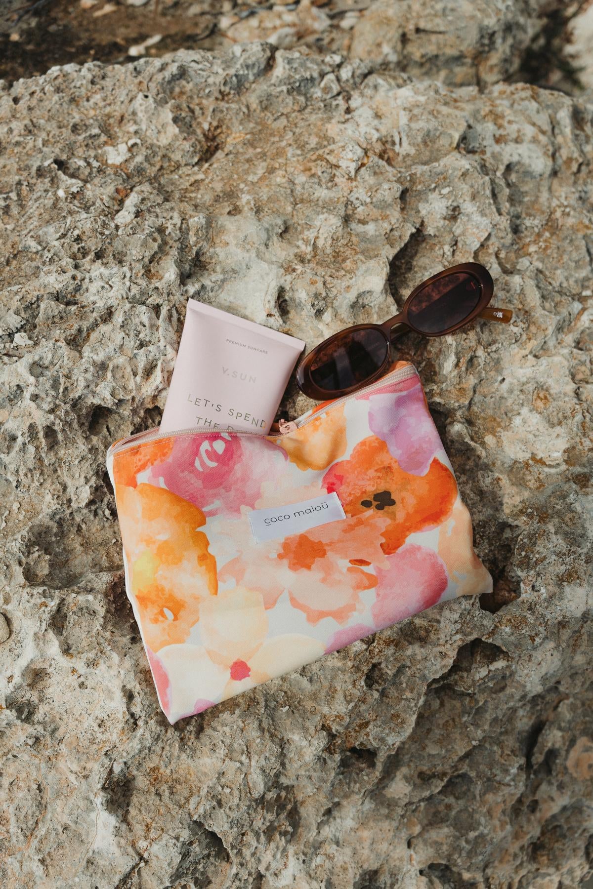 Kosmetiktasche Kulturbeutel klein bunt bedruckt fair produziert