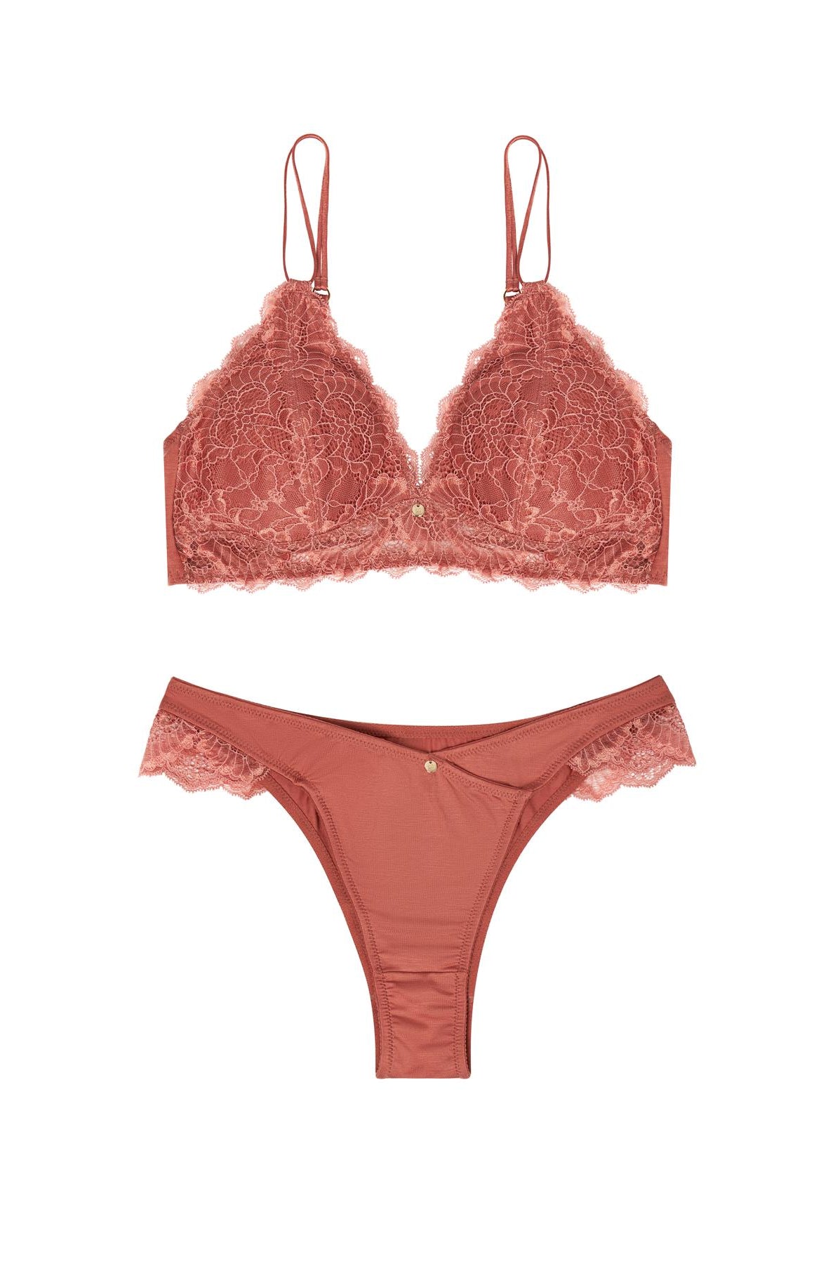 BH mit Pads und doppelten Trägern Spitze sexy nachhaltig terracotta Coco Malou