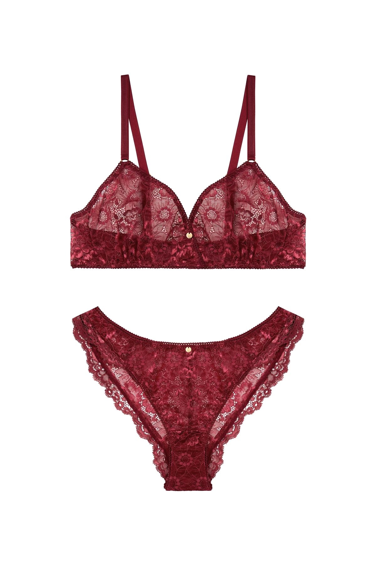 ethical lingerie but sexy: flatlay roter Spitzendessous in nachhaltig von Coco Malou