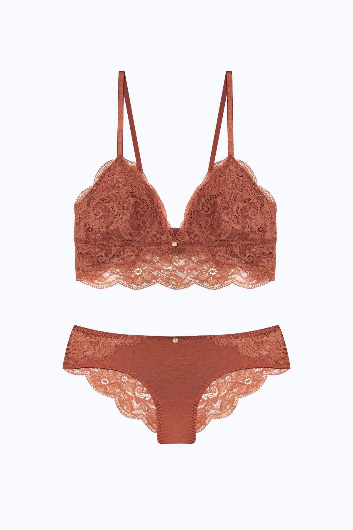 Coco Malou Unterwäsche Bralette mit Tencel und Spitze rostrot