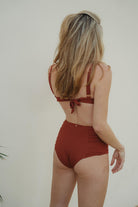 Bikinihose high waist rot rostbraun nachhaltig