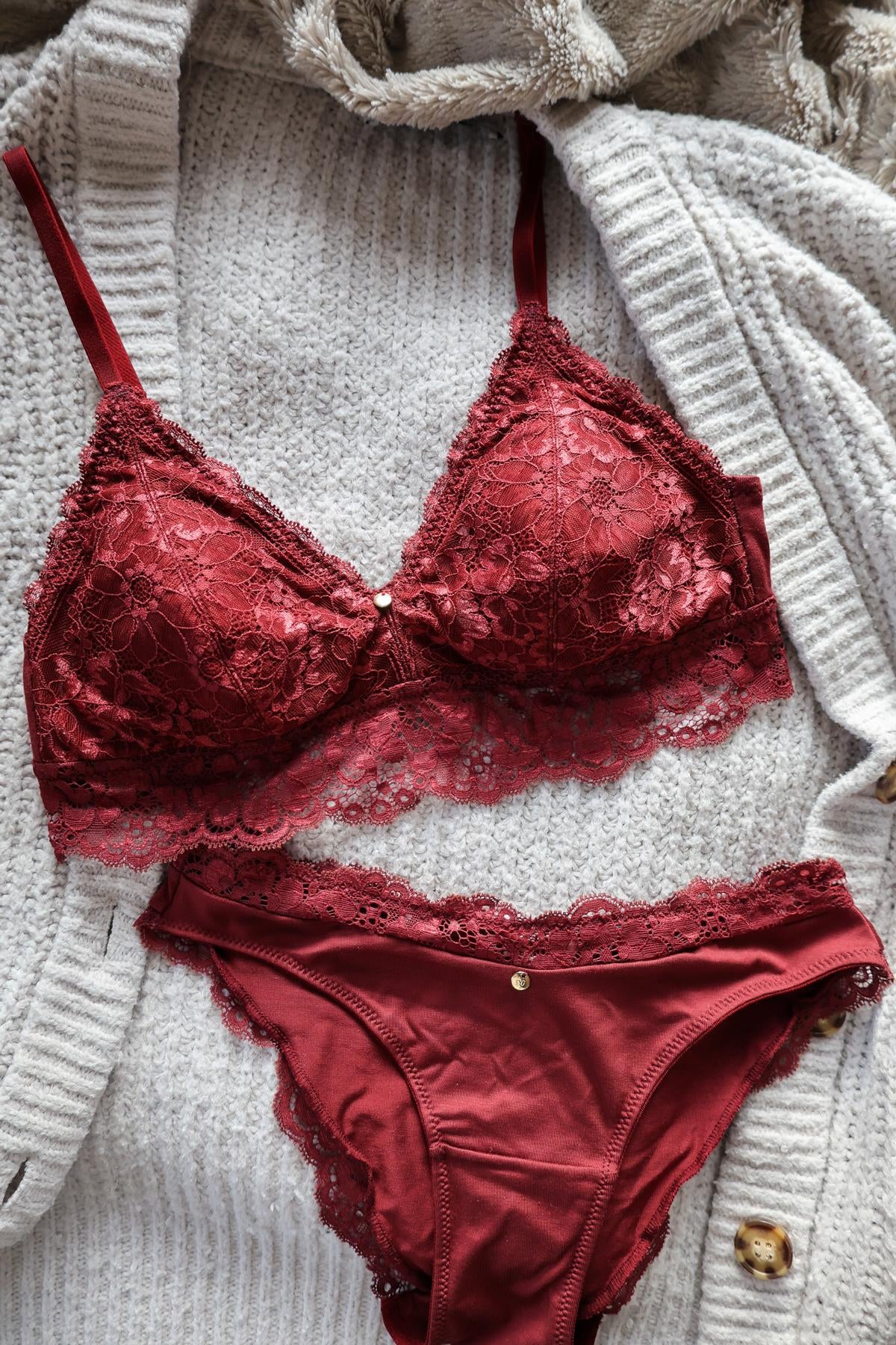 weiche Unterwäsche Tencel Lyocell Spitze rot 