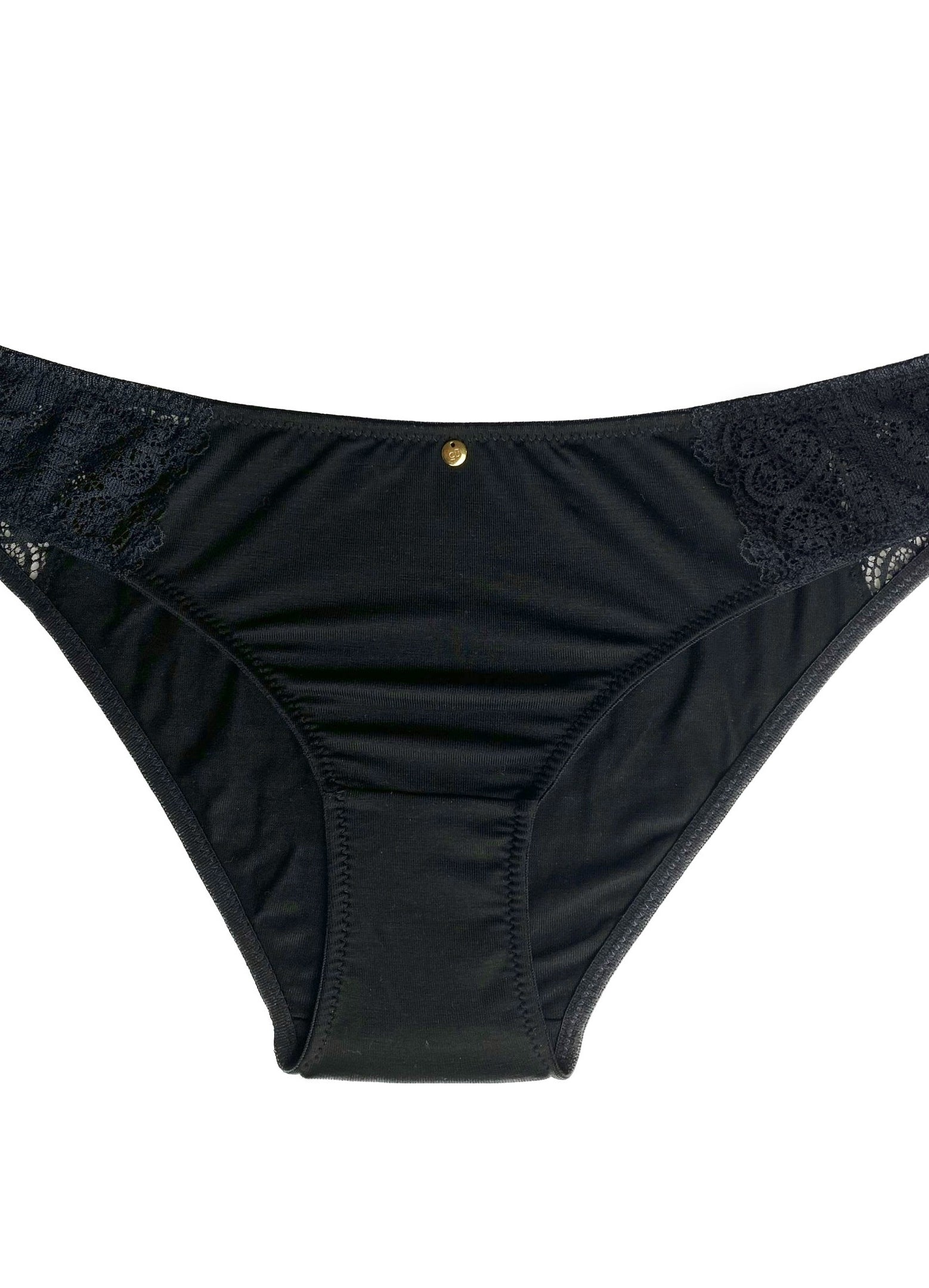 recycelte Spitzen-Unterwäsche Tencel Lyocell nachhaltiger Slip Panties schwarz